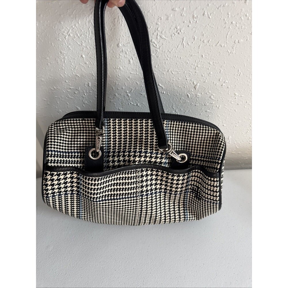 Y2K Lauren Ralph Lauren Houndstooth Barrel Bag With Double Handles